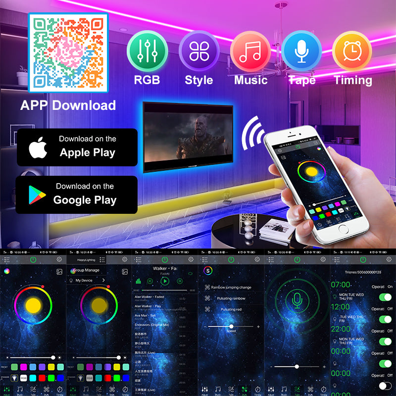 USB LED Strip Lights APP Control Color Changing Lights