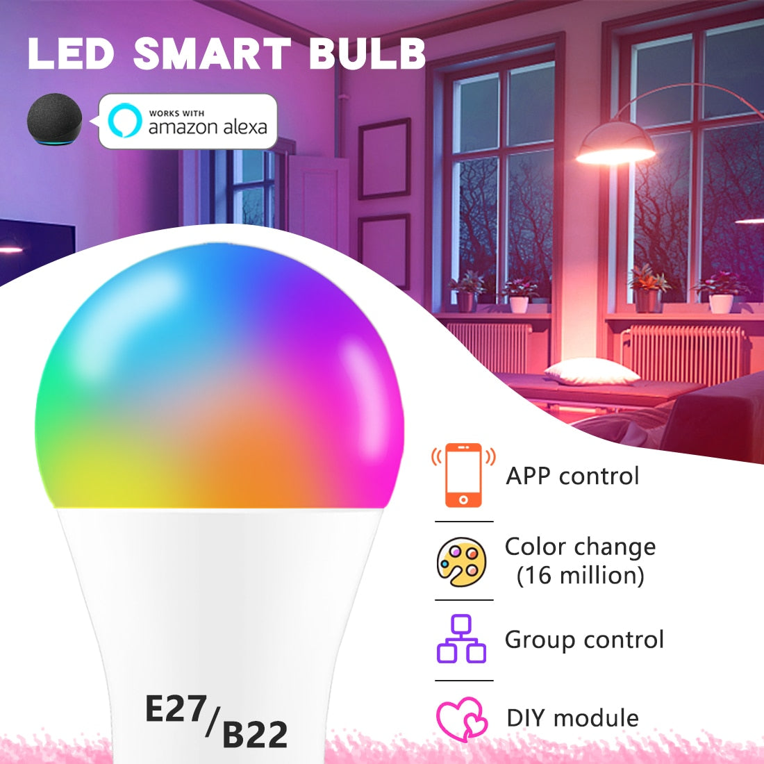 Smart LED Light Bulb RGB Bluetooth-Compatible